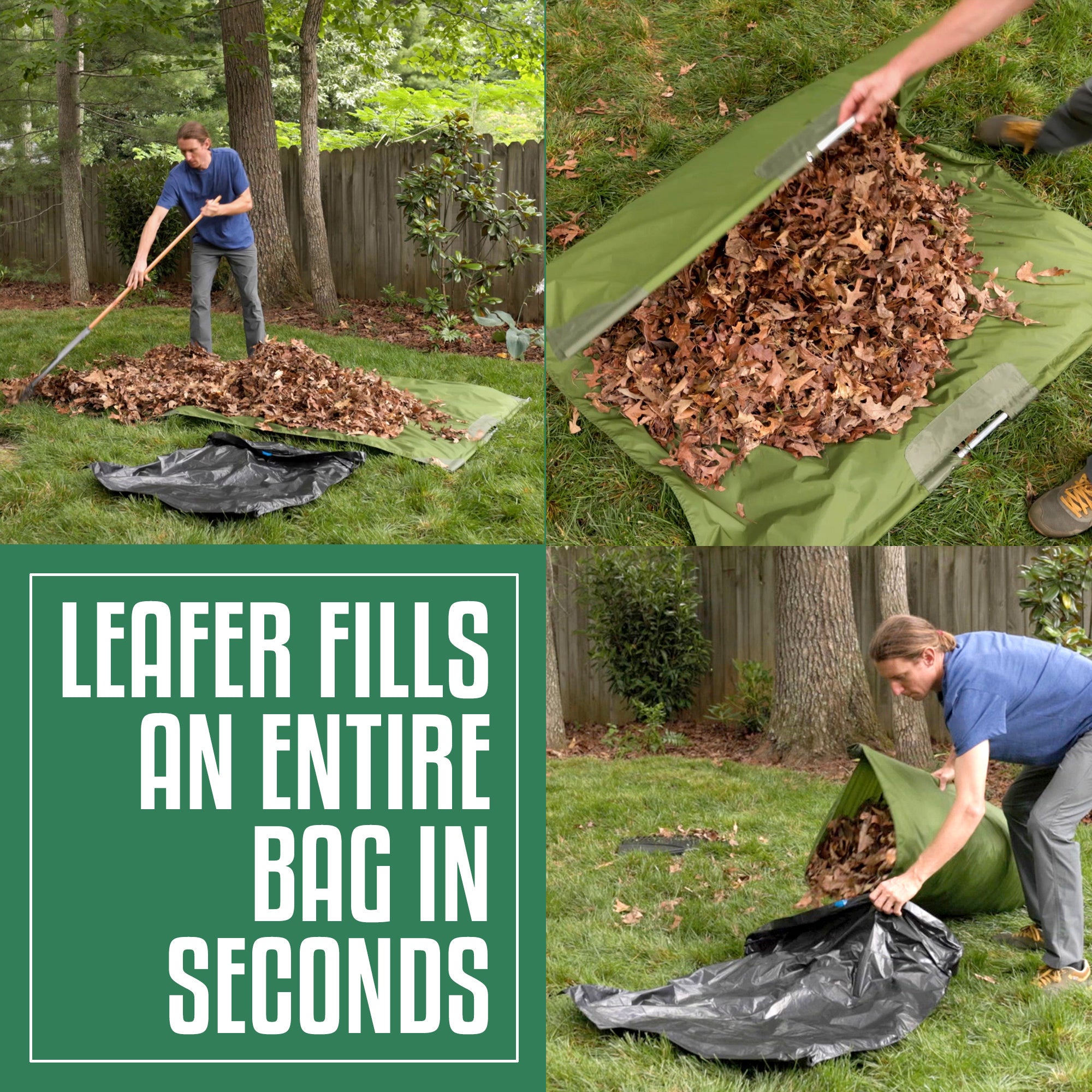 Leafer - The New Leaf Collection Tarp System - Fill Lawn and Leaf Bags in a  Single Step - Big Weekend